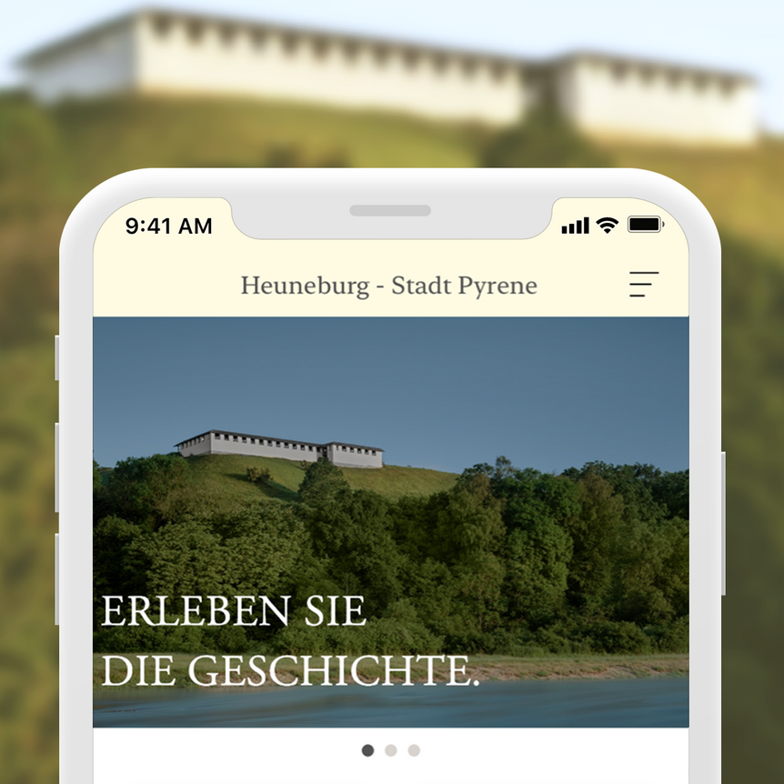 Unterseite der Heuneburg-App auf einem Mobiltelefon