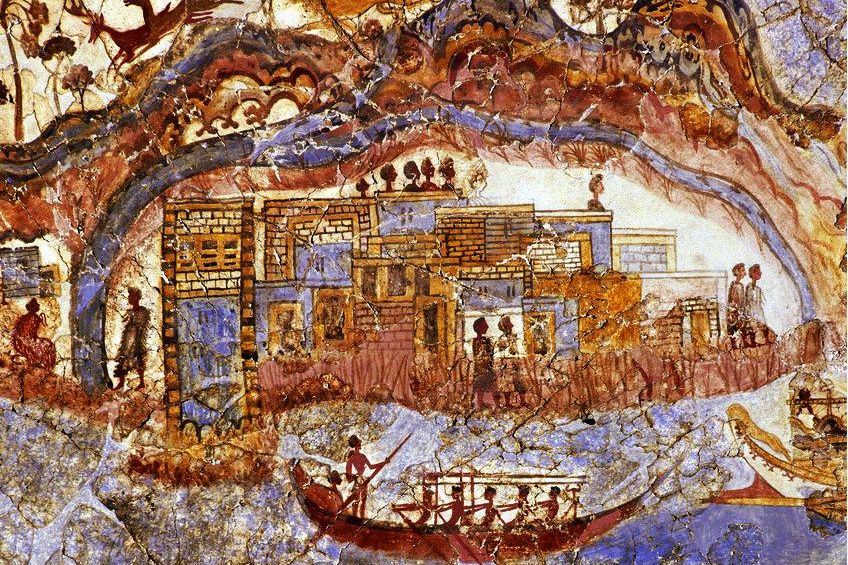 Schiffsfresco von Akrotiri Ausschnitt um 1600 v. Chr.